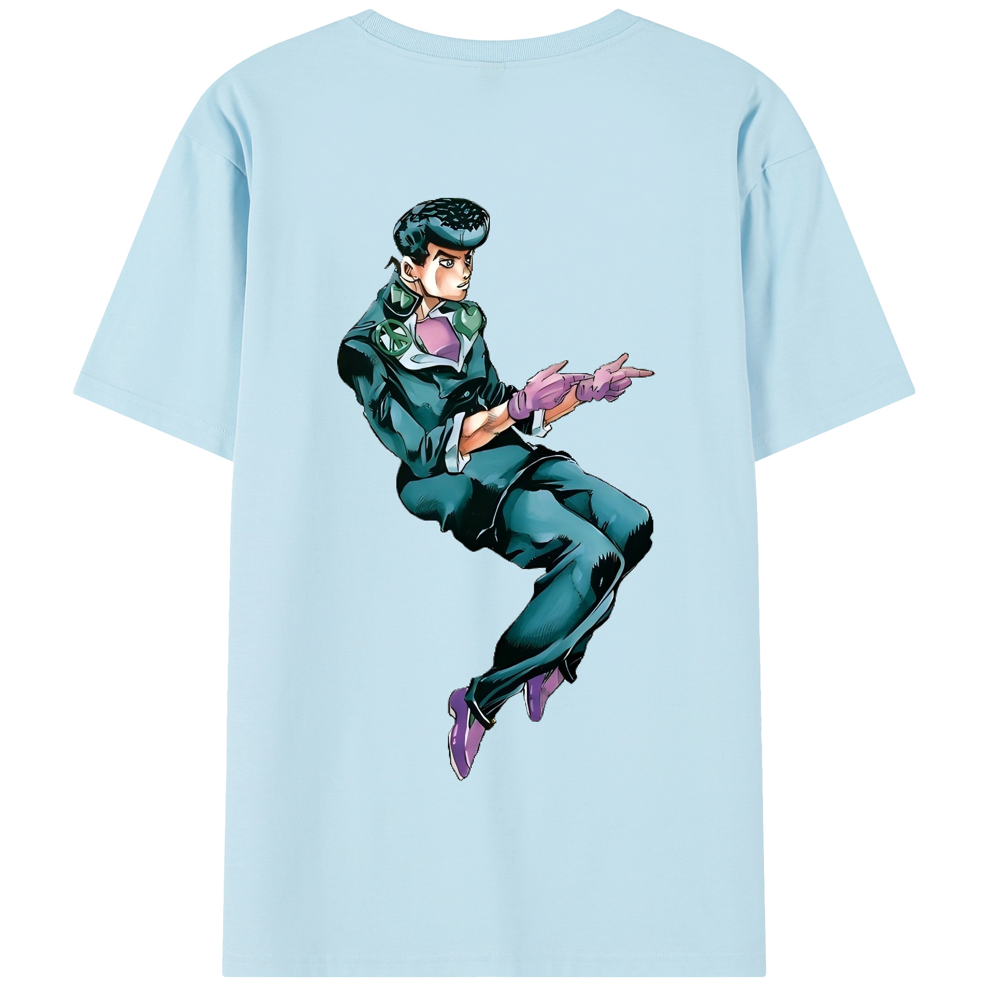（画像用） ジョジョの奇妙な冒険 ひがしかた じょうすけ JoJo's Bizarre Adventure Higashikata Josuke 綿100％半袖Tシャツ（背面プリント）